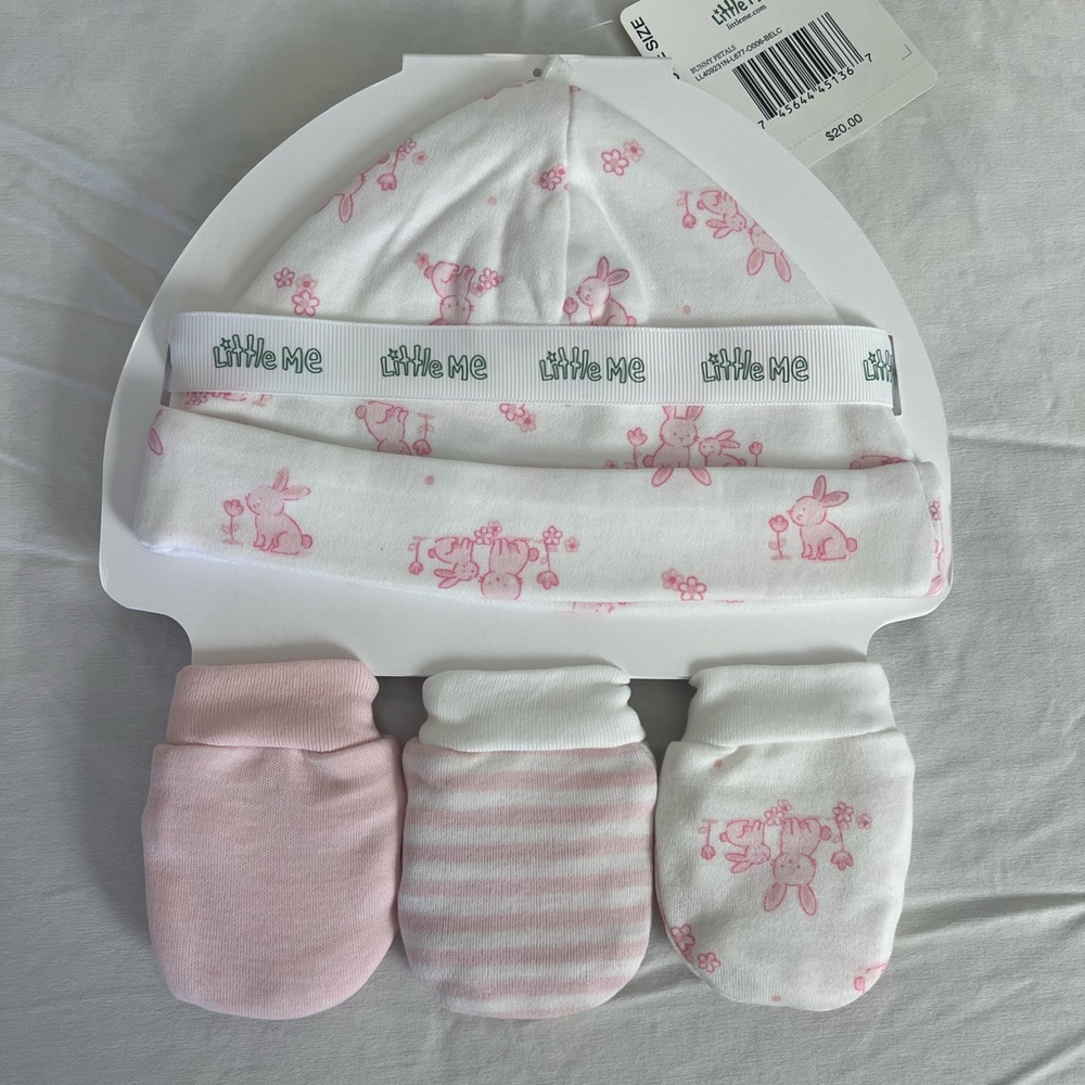 Little Me Soft Pink Hat and Mittens Collection - Picture 2 of 3